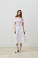 RIA ONE-SHOULDER SHIRRING TOP / PALE LAVENDER