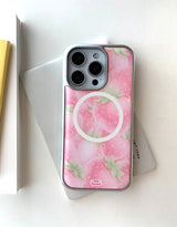[MADE]ピンクストロベリーシュガー シルバーエポキシ バンパー iPhoneケース MagSafe