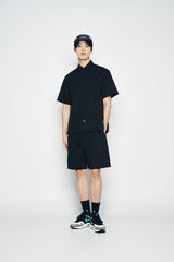 25SS オーバーサイズリップストップ半袖シャツ ブラック