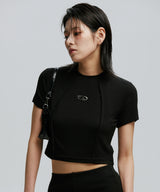 SYMBOL EDGE-CUT CROP T-SHIRTS_BK