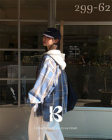 [ORIGINAL] Plain Hooded Check Shirt