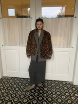 High-End Leopard Suede Fur Jacket