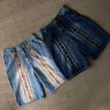 ASCLO Ethnic Embroidery Denim Bermuda Pants (2color)