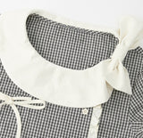 Lovie Check Ribbon Collar Blouse