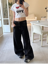 [Unisex] ステッチブーツカットデニムパンツ