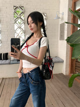レッドラインvネックショートスリーブtシャツ