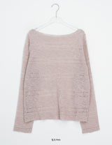 Libya Loose-Fit Boat Neck See-Through Knit