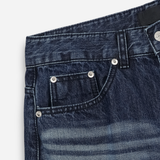 Curved brush denim pants