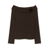 ミンキーオフショルダーTシャツ (Brown)