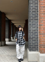 Unisex ホワイトダスティウォッシュドワイドカーゴパンツ