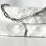 ss-round box signature bullet tail necklace_dark silver