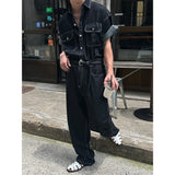 [SET UP] Linen stitch capender wide pants