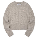 SMALL CHERRY CABLE KNIT CARDIGAN [OAT MEAL]