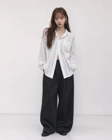 (UNISEX) ピンタック ストライプ ワイド スラックス