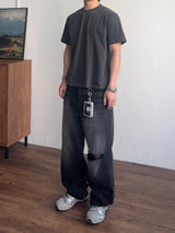 Crop Panel Pigment Half T-Shirt (4color) (No.974)