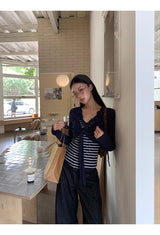 Bolero Layered Stripe Long Sleeve Top