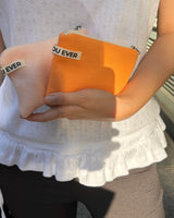 Vivid soft cotton flat pouch - orange , S size