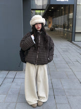 Quad Check High-Neck Avant-Fit Wool Jumper