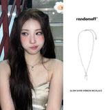 [Celeb pick] Glow shine ribbon Necklace