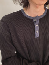 キンジ ワッフル ヘンリー ネック ウォーマー ロングスリーブ Tシャツ