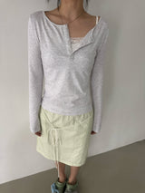 Breeze CottonModal HenryNeck T-Shirt (Bio-Washing) - Light Melange
