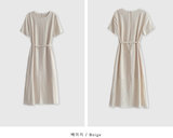 ドゥメーリンクルベルト半袖ロングドレス / 2 colors