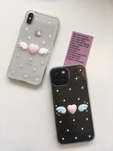 [MADE] ドットエンジェルレジンケース (heart-pink & wings-blue)