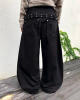 Kerry Stud Strap Balloon Fit Cotton Long Pants