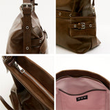 [SET] Medium Buckle Hobo Shoulder Cross Bag _ Brown
