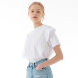カッティングラインフリルTシャツ WHITE