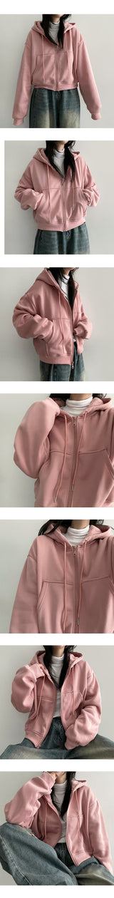 [Short and long 2 versions *Special gift!] Fluff Hooded Zip-Up Jk