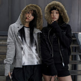 RUTHLESS FUR HOODED ZIP-UP (BLACK) F25ZA005