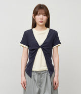 (W) Tie Linen Layered Top