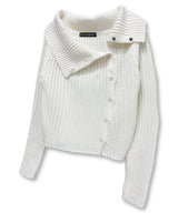High Neck Side Button Cardigan_Ivory