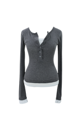 Button layered T (3color)