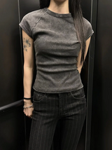 Pigment washing crop t-shirts(4color)
