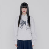 RIBBON LOGO HOODIE - LIGHT GRAY
