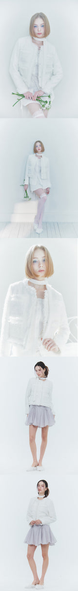 LUCY SCARF TWEED JACKET white