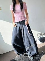 Chain Stitch Raw Denim Balloon Pants 1color