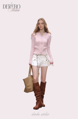 Round Zip-Up Twist Long Sleeve Knitwear