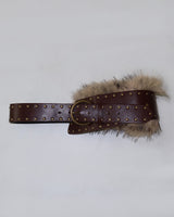 a mink fur ethnic wide belt