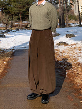Wide Curved Cotton Pants