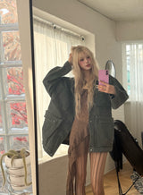 Khaki Oversized Denim Field Jacket