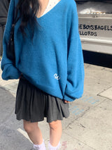 Moa v-neck knit_blue