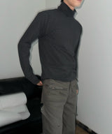 Bluesf Stripe Double Turtleneck - WHITE