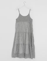 ウメ チェック ティアード ロング スリーブレス ビスチェ ワンピース (Adjustable Straps)