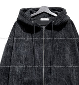 Dets two way velvet hoodie zip-up