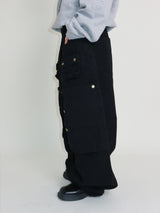 Kuro banding snap pocket wide fit washed pants