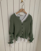 [ORIGINAL] Clue Punch-Detail Long-Sleeve Cardigan