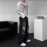 90's ダーティーペインティング長袖Tシャツ(2 colors)